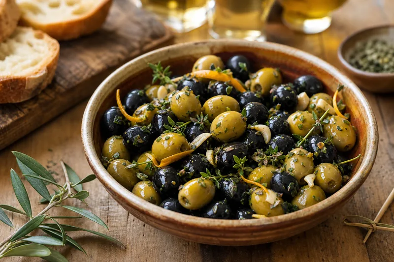 Olives maison aromatisées